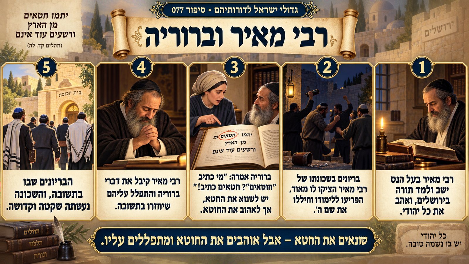 תמונת סיכום — רבי מאיר וברוריה: רבי מאיר וברוריה
